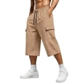 thumbnail image 1 of Mens Athletic Capris Pants Multi-Pockets Drawstring Elastic Waist Casual Workout Sports Shorts Fathers Gift, 1 of 7