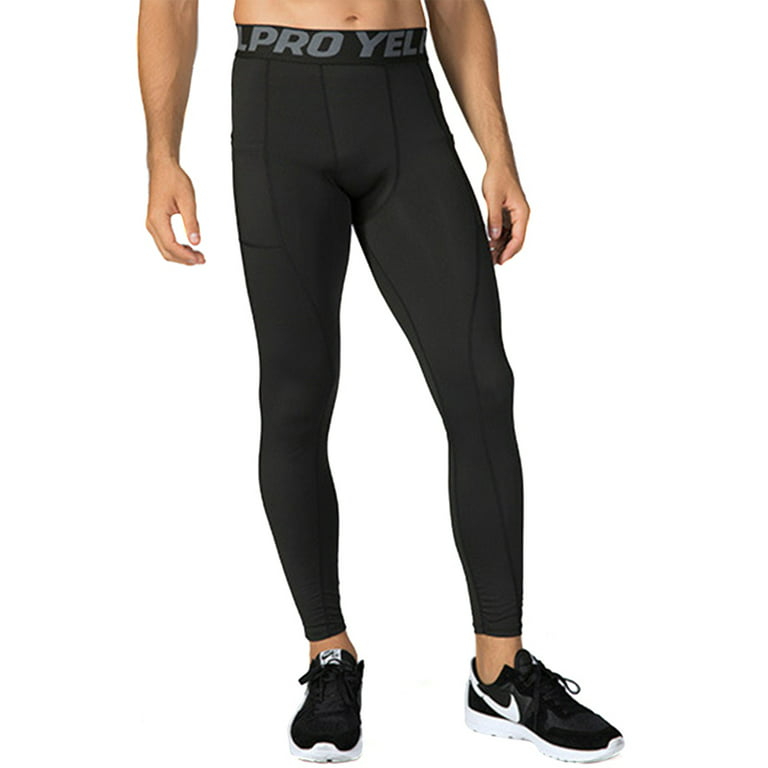 Mens Athletic Dry Fit Compression Pants Ankle Length 4 Way Stretch Leggings  Tights for Gym Workout Running Jogging Sports 