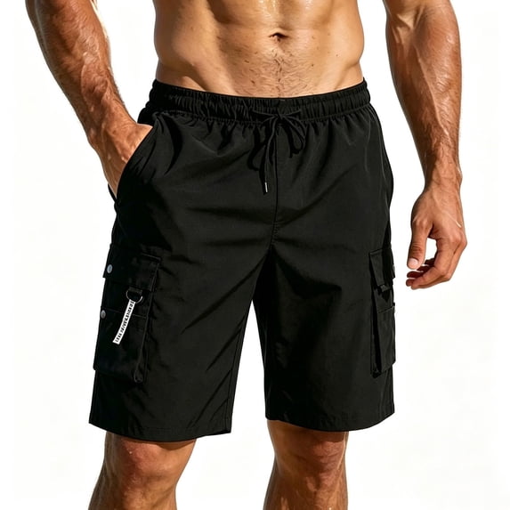 Mens Athletic Gym Workout Shorts Loose Fit Outdoor Walking Shorts with Large Pockets Beach Cargo Shorts