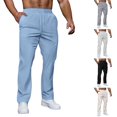 thumbnail image 1 of Mens Athletic Open Bottom Sweatpants Solid Color Elastic Waist Lightweight & Breathable Sky Blue S-3XL, 1 of 6