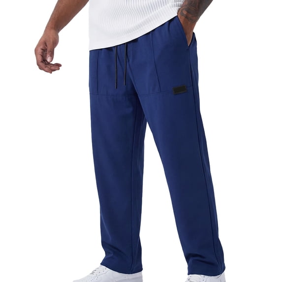 Mens Athletic Pants Breathable Slim Fit Drawstring Waist Stretch Casual Trousers Straight Leg Active Jogger Pants Dark Blue 2XL