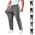 thumbnail image 1 of Mens Athletic Pants Lightweight Active Track Gym Workout Pants Drawstring Elastic Waist Striped Sides Running Pant, XL, 1 of 8