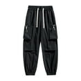 thumbnail image 1 of Mens Athletic Pants, Men's Sweatpants Multi-Pockets Baggy Cargo Pants Elastic Waist Loose Casual Harem Trousers Black S, 1 of 7