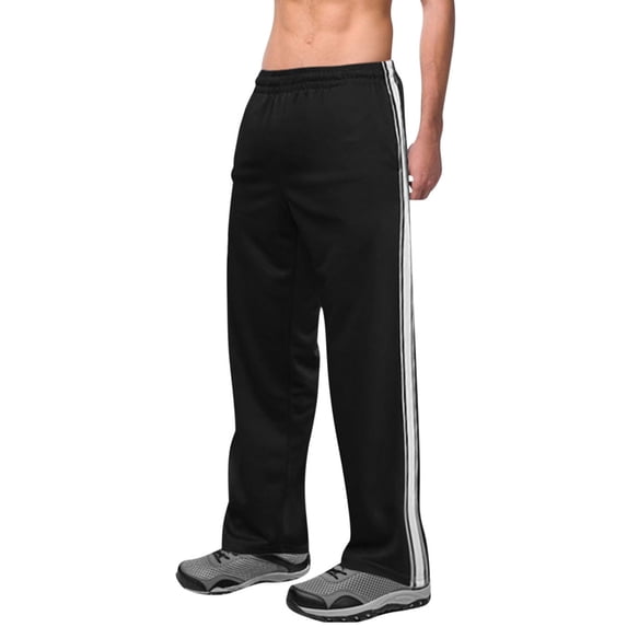 Mens Athletic Pants Open Bottom Loose Fit Straight Striped Sweatpant Striped Track Pant Baggy Trousers with Pockets