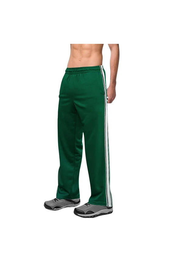 Mens Athletic Pants Open Bottom Loose Fit Straight Striped Sweatpant Striped Track Pant Baggy Trousers with Pockets