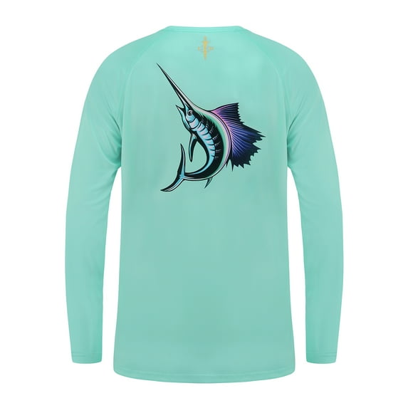 Mens Athletic Performance Shirt Long Sleeve Seafoam Green Sailfish XXL