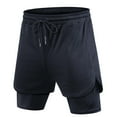 thumbnail image 1 of Mens Athletic Running Shorts 2 Pack Quick Dry With Pocket Gym Workout Shorts For Men Mesh Swim Trunks Board Black, 1 of 5
