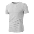 thumbnail image 1 of Mens Athletic Shirts Striped Short Sleeve Breathable Stretch Tees Slim Fit Casual Workout Fitness T-Shirt Size S-3XL, 1 of 9