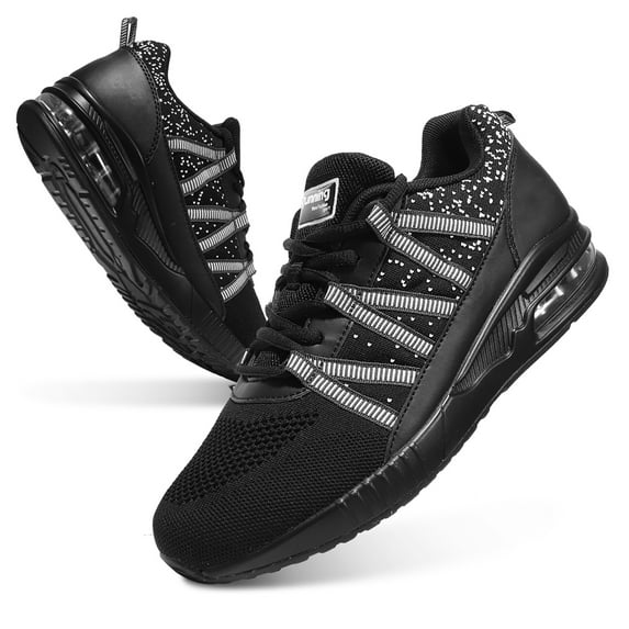 Mens Athletic Shoes Black Breathable Workout Gym Tennis Walking Air Cushion Running Sneakers US 11