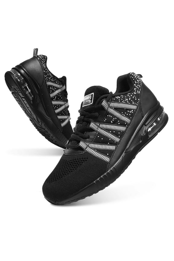 Mens Athletic Shoes Black Breathable Workout Gym Tennis Walking Air Cushion Running Sneakers US 12
