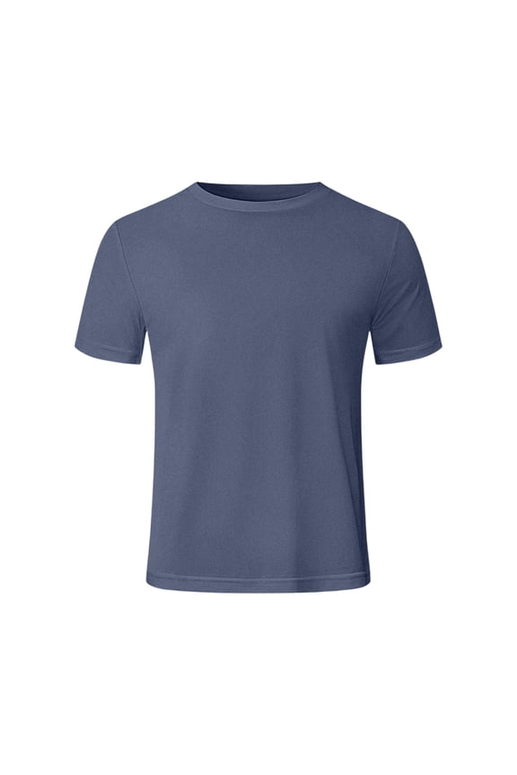 Mens Athletic Short Sleeve Compression Shirts Workout Running Dry Fit lightweight T-Shirt Slimming Sports Baselayer Tops Navy L