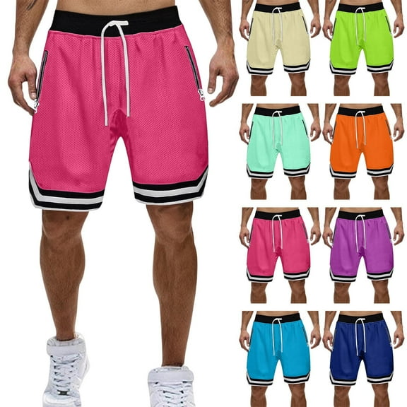 Mens Athletic Shorts Elastic Waist Drawstring Gym Running Breathable Shorts, XL