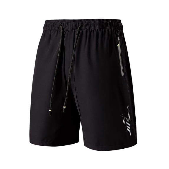 Mens Athletic Shorts Elastic Waist Drawstring Quick Dry Basketball Shorts Zipper Pockets Summer Hiking Gym Workout Short, L