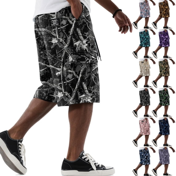 Mens Athletic Shorts High Waist Drawstring Cargo Shorts Summer Soft Baggy Stretch Workout Shorts, M
