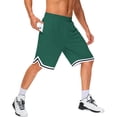 thumbnail image 1 of Mens Athletic Shorts Long Basketball with Zipper Pocket 11 Inch Mesh Sports Play Basketball Court Star Fitness Sports Gym Green Shorts XXL, 1 of 4