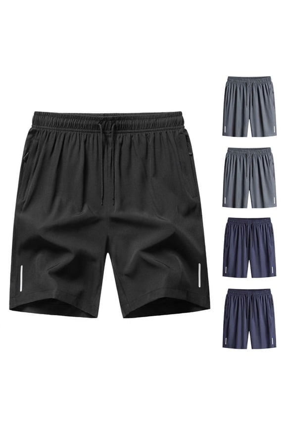 Mens Athletic Shorts Men's Shorts Men's Solid Color Polyester Shorts Outdoor Sports Versatile And Casual Five Quarter Pants Black XXL