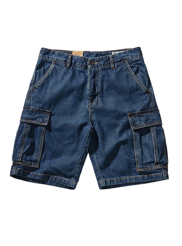 Mens Athletic Shorts Stretch Waist Cargo Shorts Oversized Straight Leg Denim Cargo Shorts Mens Clothing (Blue, Size L)