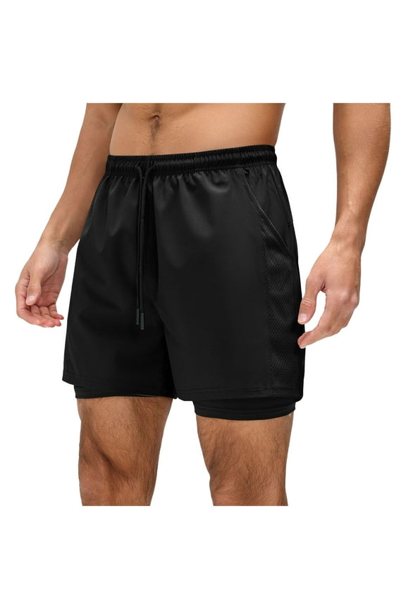 Mens Athletic Shorts Summer Solid Color Casual Elastic Waist Drawstring Pocket Short Black,S