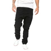 Mens Athletic Slim Jogger Trousers Harem Cargo Twill Pants
