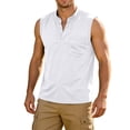 thumbnail image 1 of Mens Athletic Sports Sleeveless Tank Tops V-Neck with Pocket Workout Shirt Beach Swim Tee Fathers Gift, 1 of 8