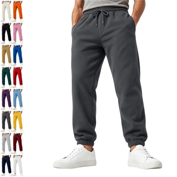 Mens Athletic Sweatpants with Pockets Drawstring Waist Casual Baggy Fleece Joggers Running Workout Track Pants Dark Gray 3XL