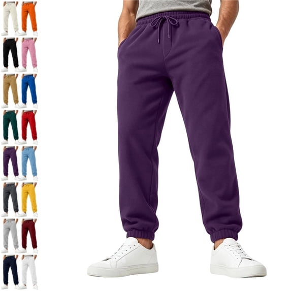 Mens Athletic Sweatpants with Pockets Drawstring Waist Casual Baggy Fleece Joggers Running Workout Track Pants Dark Purple S