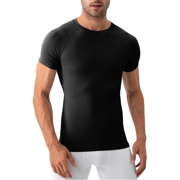 Mens Athletic T-Shirts Short Sleeve Compression Shirts Slim Fit Workout Crew Neck Performance Soft Stretch Running Tee Quick Dry Baselayer Tops Lightweight Breathable Activewear