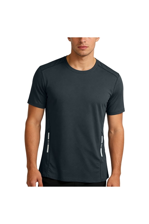 Mens Athletic T-Shirts Summer Short Sleeve Crew Neck Breathable Mesh T Shirts, Nylon Lightweight Cooling Casual Running Activewear for Outdoor Workout & Bodybuilding