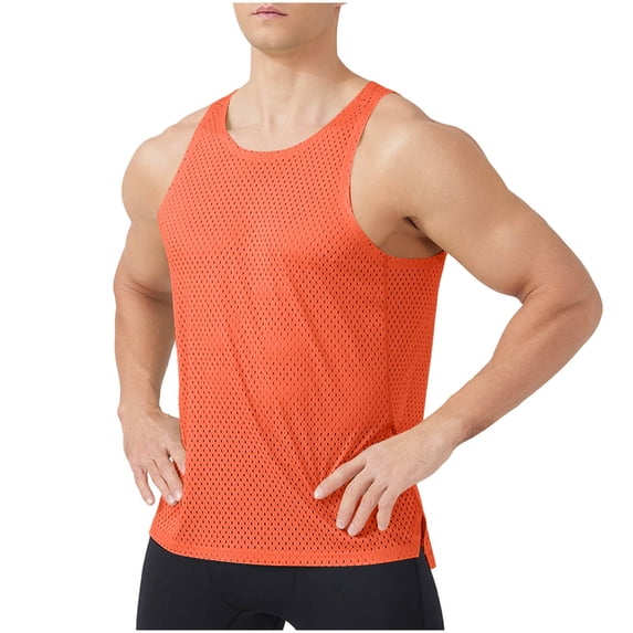 Mens Athletic Tank Top Sleeveless Crew Neck Mesh Breathable Muslce T-Shirt Workout Sport Tee Fathers Gift