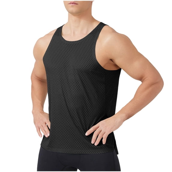Mens Athletic Tank Top Sleeveless Crew Neck Mesh Breathable Muslce T-Shirt Workout Sport Tee Fathers Gift