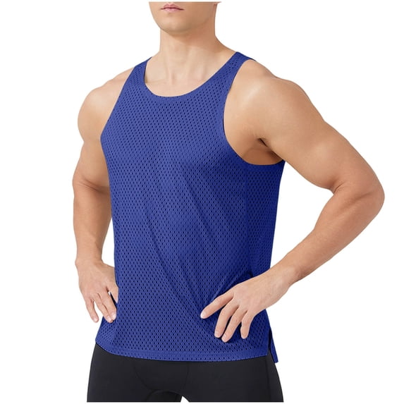 Mens Athletic Tank Top Sleeveless Crew Neck Mesh Breathable Muslce T-Shirt Workout Sport Tee Fathers Gift