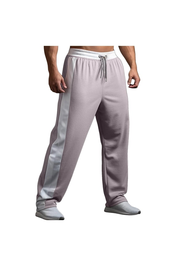 Mens Athletic Track Pants with Side Stripe Loose Fit Drawstring Waistband Lightweight Sports Trousers for Training Running Gym