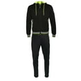 thumbnail image 1 of Mens Athletic Tracksuit Set 2-Piece Zip Up Jacket Jogger Pants Black Neon L, 1 of 6