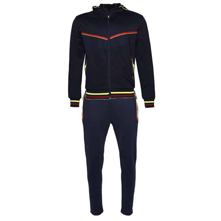 Mens Athletic Tracksuit Set 2-Piece Zip Up Jacket Jogger Pants