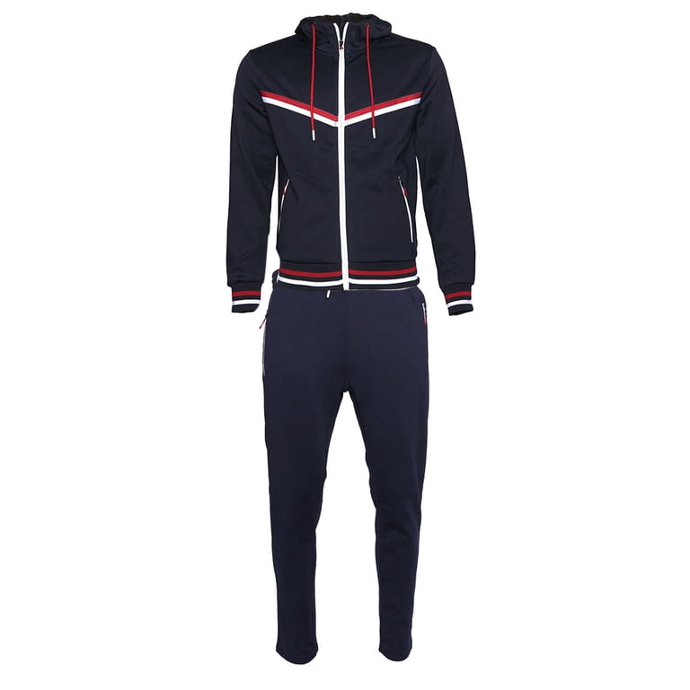 Mens Athletic Tracksuit Set 2-Piece Zip Up Jacket Jogger Pants