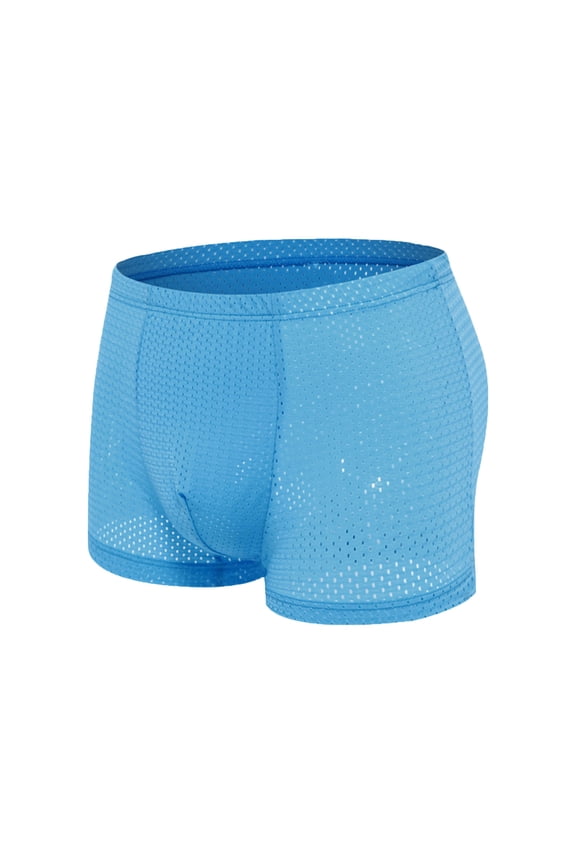 Mens Athletic Underwear Workout Boxer Briefs Casual Solid Color Mid Waisted Stretchy Slim Breathable Hollow-Out Athletic Workout Boxers