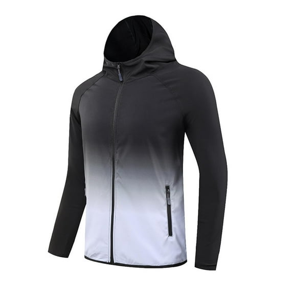 Mens Athletic Workout Hoodies Big & Tall Casual Full Zipper Pockets Long Sleeve Sweatshirts Plus Size Basic Gradient Lightweight Hoodie XL-4X