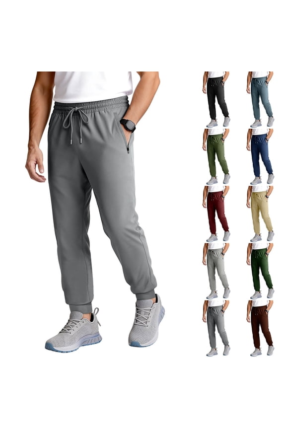 Mens Athletic Workout Pants Lightweight Quick Dry Breathable Hiking Running Pants With Zipper Pockets Blue 3XL