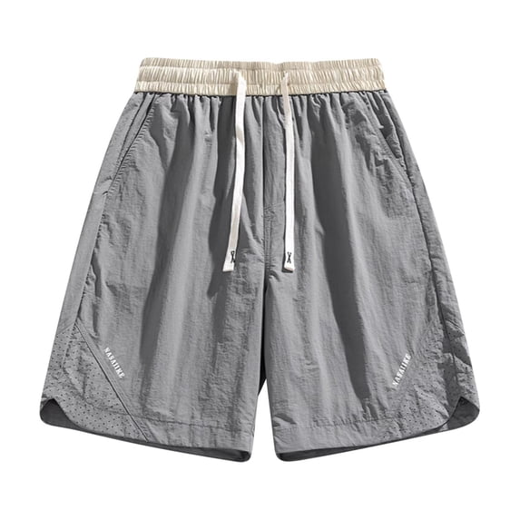Mens Athletic Workout Shorts Quick Dry Lightweight Gym Hiking Elastic Waist Drawstring Running Breathable Short Pants with Pockets Gray 5XL