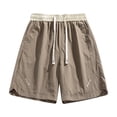 thumbnail image 1 of Mens Athletic Workout Shorts Quick Dry Lightweight Gym Hiking Elastic Waist Drawstring Running Breathable Short Pants with Pockets Khaki 4XL, 1 of 7