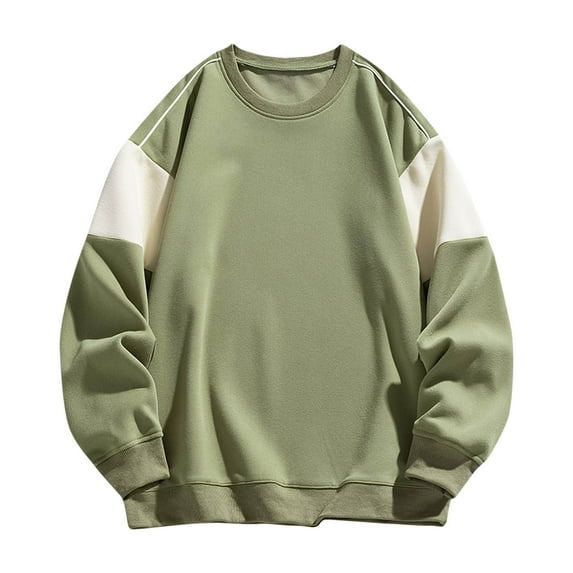 Mens Athletic Workout Sweatshirts No Hood Long Sleeve Shirts Casual Color Block Pullover Crewneck Basic Going-Out Loungewear Sweatshirt Tops