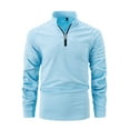 thumbnail image 1 of Mens Athletic Workout T Shirts Half Zipper Stand Collared Long Sleeve Tshirts Casual Solid Comfort Basic Ruched Pullover Work Tops T-Shirts, 1 of 7