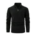 thumbnail image 1 of Mens Athletic Workout T Shirts Half Zipper Stand Collared Long Sleeve Tshirts Casual Solid Comfort Basic Ruched Pullover Work Tops T-Shirts, 1 of 7