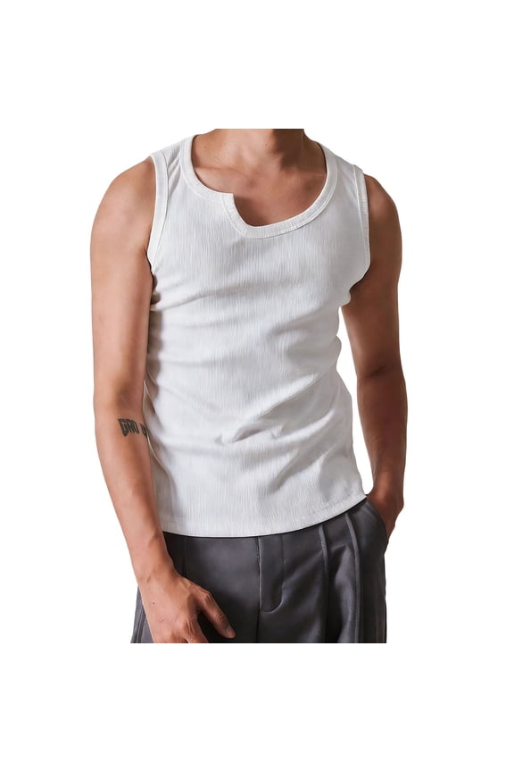 Mens Athletic Workout Tank Top Undershirts Heavyweight Thread Slim Fit Sleeveless Cut Off Gym Shirts Tees