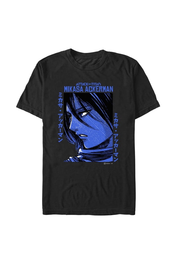 Mens Attack on Titan Blue Mikasa Ackerman T Shirt