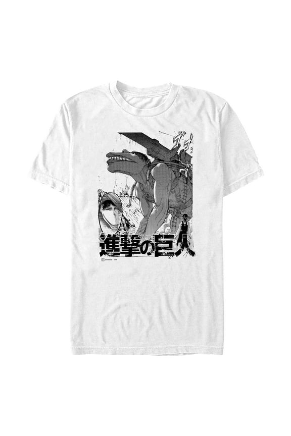 Mens Attack on Titan Cart Titan Panels T Shirt