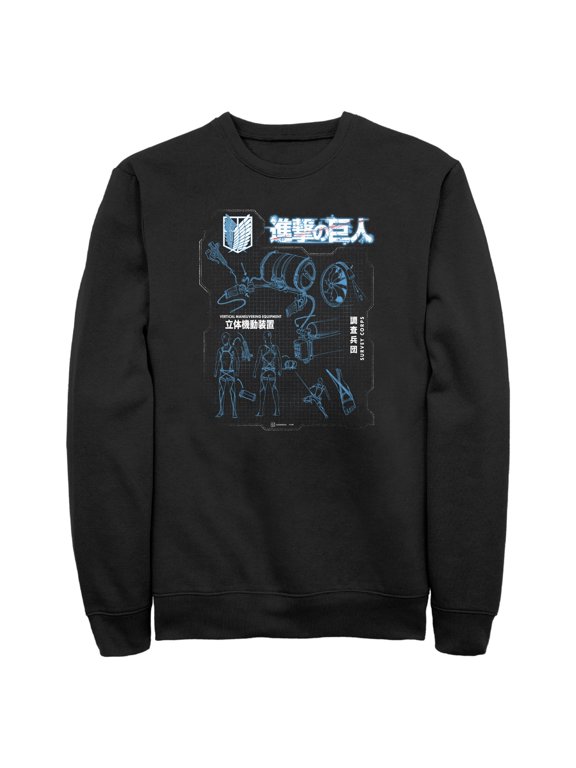 Mens Attack on Titan Equipment Blueprint Sweatshirt
