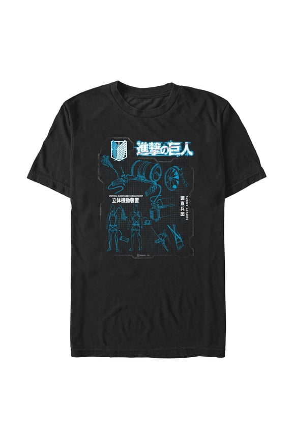 Mens Attack on Titan Equipment Blueprint T Shirt