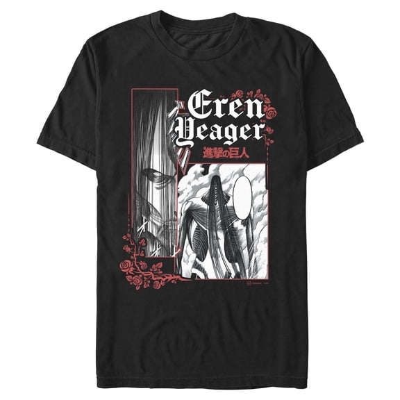 Mens Attack on Titan Goth Eren Titan Panels T Shirt