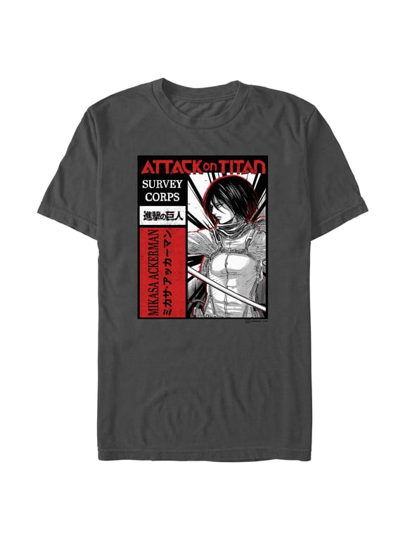 Mens Attack on Titan Mikasa Survey Corps Panel T Shirt